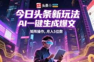 今日头条新玩法，AI一键生成爆文，矩阵操作，月入5位数
