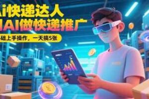 Ai快递达人，用AI做快递推广，0基础上手操作，一天搞5张