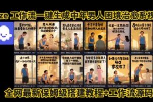 coze工作流一键生成”中年男人困境扎心高涨粉高播放量图文视频”保姆级拆解教程，无需剪辑，无需拍摄写文案