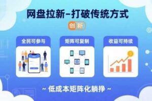 网盘拉新-打破传统方式，低成本矩阵化躺挣，全民可参与、矩阵可复制、收益可持续【揭秘】