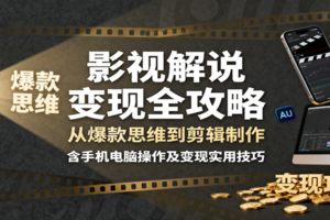 影视解说变现全攻略：从爆款思维到剪辑制作，含手机电脑操作及变现实用技巧