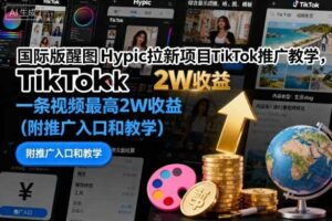 国际版醒图Hypic拉新项目TikTok推广教学，一条视频最高2W收益（附推广入口和教学）