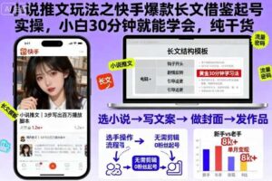 小说推文玩法之快手爆款长文借鉴起号实操，小白30分钟就能学会，纯干货