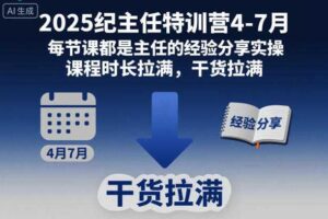 2025纪主任特训营4-7月，每节课都是主任的经验分享实操，课程时长拉满，干货拉满