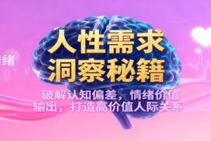 人性需求洞察秘籍，破解认知偏差，情绪价值输出，打造高价值人际关系