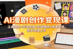 AI漫剧创作变现课:工具使用+导演思维+剪辑精修+接单变现,新手快速上手