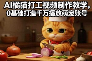 AI橘猫打工视频制作教学，流量狂飙，0基础打造千万播放萌宠账号