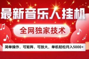 最新音乐人挂G，全网独家技术，简单操作，可矩阵，可放大，单机轻松月入5k+【揭秘】