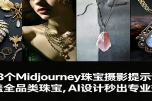 463个Midjourney珠宝摄影提示词：覆盖全品类珠宝，AI设计秒出专业效果