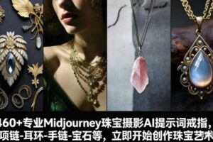 460+专业Midjourney珠宝摄影AI提示词戒指，项链-耳环-手链-宝石等，立即开始创作珠宝艺术