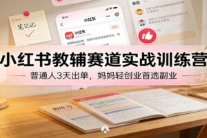 小红书教辅赛道实战训练营：普通人3天出单，妈妈轻创业首选副业
