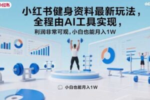 小红书健身资料最新玩法，全程由AI工具实现，利润非常可观，小白也能月入1W＋【揭秘】