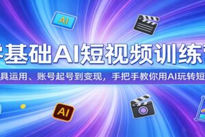 零基础AI短视频训练营：从工具运用、账号起号到变现，手把手教你用AI玩转短视频