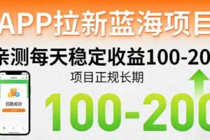 APP拉新蓝海项目,亲测每天稳定收益100-200,项目正规长期