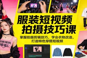 服装短视频拍摄技巧课：掌握拍摄剪辑技巧，学会衣物改造，打造特色穿搭短视频