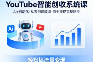 YouTube智能创收系统课，AI+自动化，从零创建YouTube频道并实现商业变现的完整路径，轻松搞流量变现