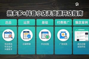 拼多多+抖音小店无货源开店,包括:选品、运营、基础、付费推广、爆款案例等(更新26年4月)