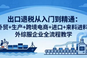 (18065期)出口退税从入门到精通:外贸+生产+跨境电商+进口+来料进料+外综服企业全流程教学