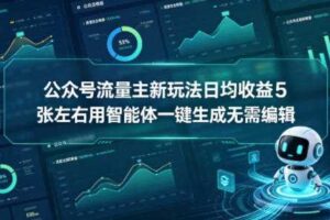 公众号流量主新玩法日均收益5张左右用智能体一键生成无需编辑