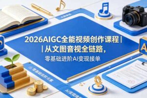 2026AIGC全能视频创作课程｜从文图音视全链路，零基础进阶AI变现接单