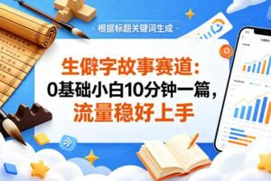 公众号流量主——生僻字故事赛道，流量稳，好上手，0基础小白也能10分钟一篇
