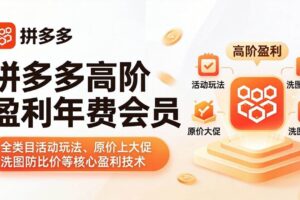 （17881期）拼多多高阶盈利年费会员(更新4月)：全类目活动玩法、原价上大促、洗图防比价等核心盈利技术
