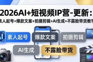 (17932期)2026AI+短视频IP营-更新:素人起号+爆款文案+拍摄剪辑+AI生成+不露脸带货教学