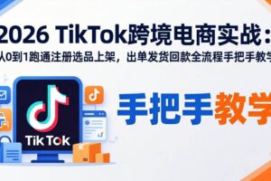 (18027期)2026TikTok跨境电商实战-更新:从0到1跑通注册选品上架,出单发货回款全流程手把手教学
