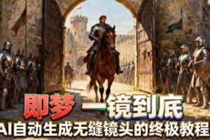 （18241期）即梦AI一镜到底终极教程，智能补帧+运镜技巧，AI自动生成无缝丝滑长镜头高效出片